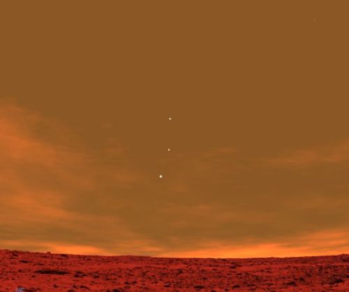 Earth, Jupiter and Venus as seen from Mars