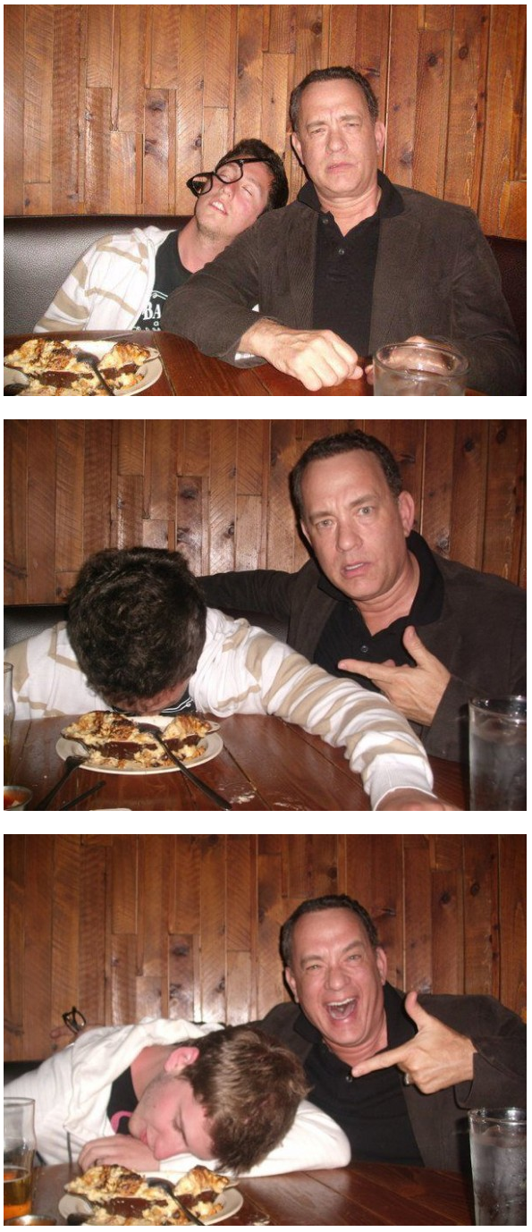 Image result for tom hanks and passed out kid
